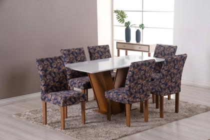 Imagem de Kit 8 Capa De Cadeira Malha Gel Suplex Estampada Com Elastico