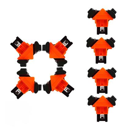 Imagem de Kit 8 Grampos De Canto Aperto Angular Marcenaria 90 Graus