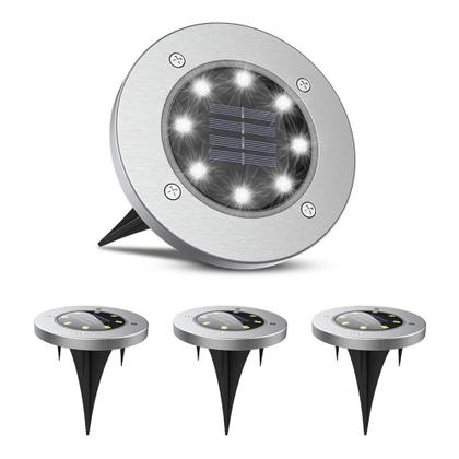 Imagem de Kit 8 ou 4 Peças Luminária Luz Solar Espeto Acionamento Automático ao Anoitecer Á prova D'Água Jardim Decoração