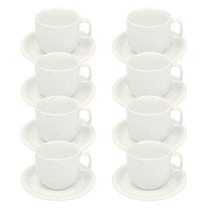Imagem de Kit 8 Xícaras de Chá com Pires 220ml em Porcelana