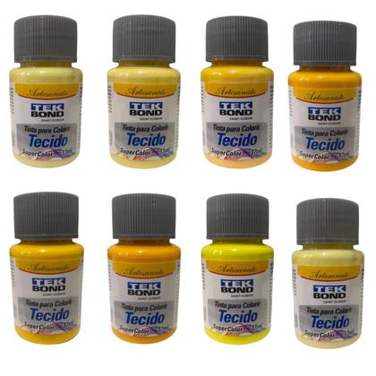 Imagem de Kit 8x Tintas Para Tecido Tekbond 37ML Tons de Amarelo