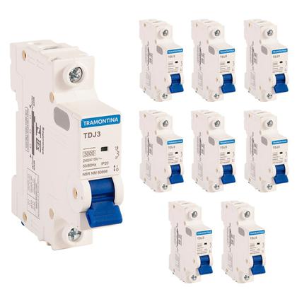 Imagem de kit 9 Disjuntor 50A Unipolar Tramontina TDJ3 Curva C 3kA