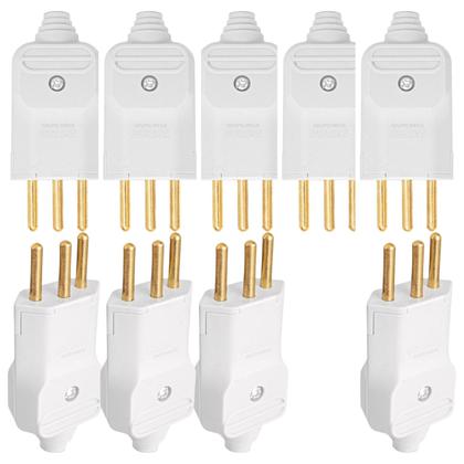 Imagem de Kit 9 plugue macho 10a 2p+t 180 250v margirius branco
