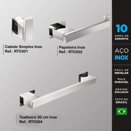 Imagem de Kit Acessórios Para Banheiros 3 Peças Inox - Kromus KITRT3