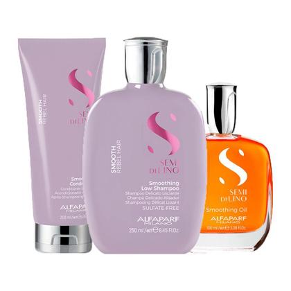 Imagem de Kit Alfaparf SDL Smooth - Sh 250ml + Cond 200ml + Óleo 100ml
