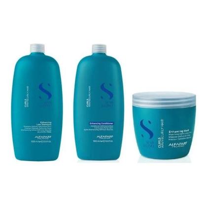 Imagem de Kit Alfaparf Semi di Lino Curls shampoo e condicionador 1L e máscara 500ml cachos definidos