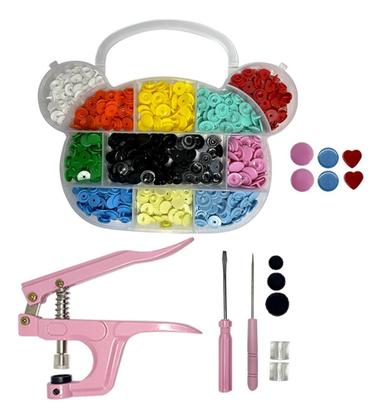 Imagem de Kit Alicate de Aplicar Botão de Pressão Plástico Ritas Box Organizador 120 Botões Coração 10 E 12mm