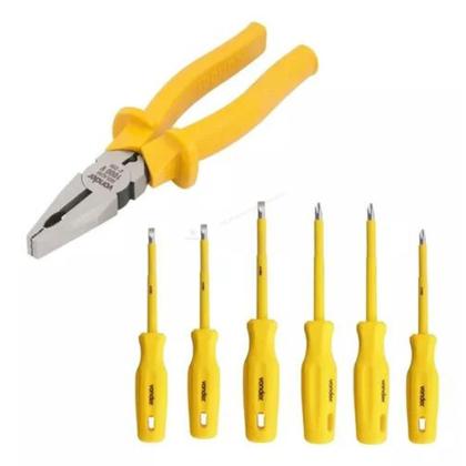 Imagem de Kit Alicate Universal Profissional 8 Polegadas e Jogo Chaves De Fenda Philips Isolado Ponta Imantada magnetizado Imã 1000V Vonder