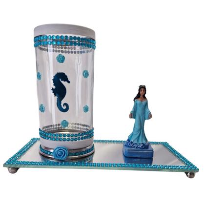 Imagem de Kit Altar Iemanjá Porta Vela Com Escultura E Bandeja Orixá