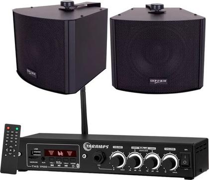 Imagem de Kit Amplificador Ths 1900 Taramps 60wrms + 2 Caixas Kw 4