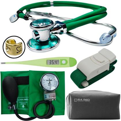 Imagem de Kit Aparelho Pressao Esfigmomanometro Estetoscopio Rappaport Termometro