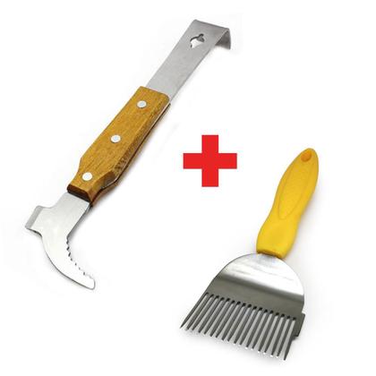 Imagem de Kit Apicultura Formão Inox + Garfo Desoperculador Inox