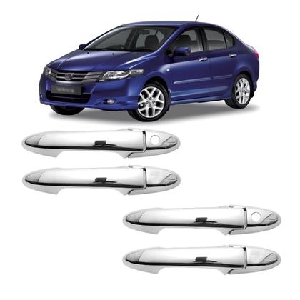 Imagem de Kit Aplique Cromado de Maçaneta City 2009 2010 2011 2012 2013 2014 Com Furo