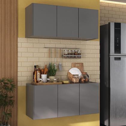 Imagem de Kit Armário de Cozinha Aéreo e Balcão 3 Portas Multimóveis MP2164