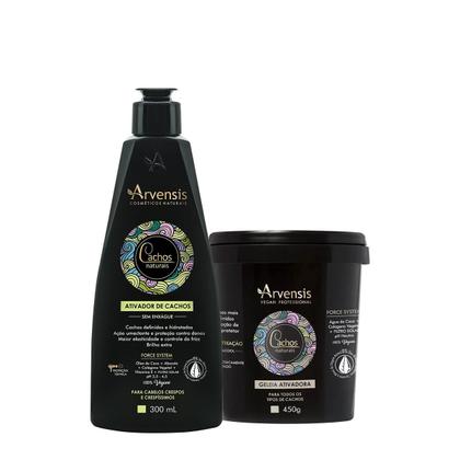 Imagem de Kit Arvensis Cachos Naturais Crespos e Crespíssimos Ativador de Cachos e Geleia G (2 produtos)