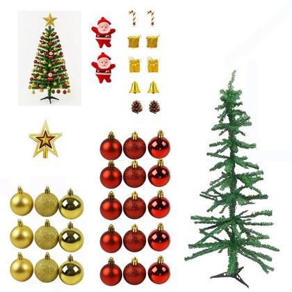 Imagem de Kit Árvore de Natal Completa Pinheiro Bolas E Enfeites Decoração Tradicional
