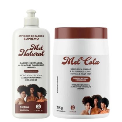 Imagem de Kit Ativador Mel Natural + Mel cola 1kg Modelagem Trihair