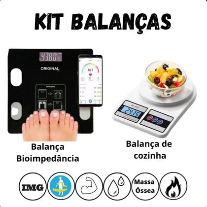Imagem de Kit Balança Banheiro 180kg + Cozinha Digital 10kg Super Prático