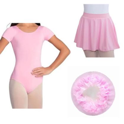 Imagem de Kit Ballet Infantil 3 itens Body rosa - Roupa de Balé