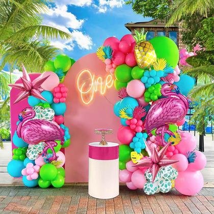 Imagem de Kit Balloon Garland Arch Tropical Flamingo 140 unidades Kozee