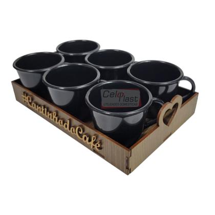 Imagem de Kit Bandeja c/6 Xícaras Cantinho do Café