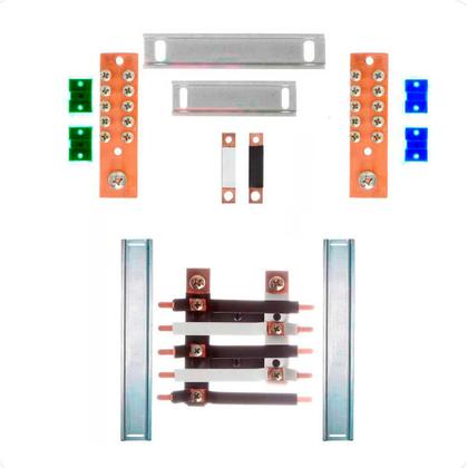 Imagem de Kit Barramento Bifásico 150A para 10 Circuitos com Termo Retrátil