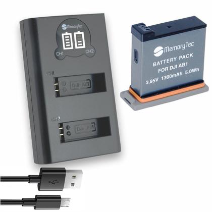 Imagem de Kit Bateria AB1 + Carregador Duplo AB1 Para DJI Osmo Action