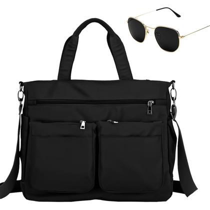 Imagem de Kit Bolsa Feminina Grande Multiuso Transversal + Óculos De Sol Hexagonal