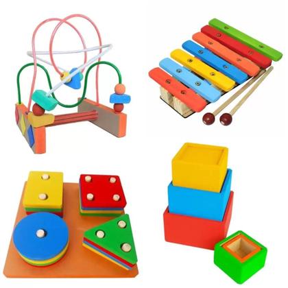 Imagem de kit Brinquedos Educativos De Madeira Primeira Infância aramado pedagógico sensoriais bebe infantil