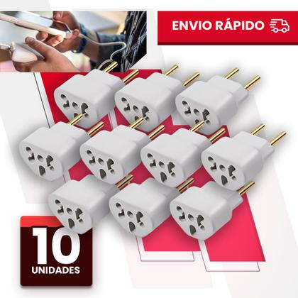 Imagem de Kit C/10 Adaptador de Tomada Bob Esponja LOVE Benjamin 10A/20A Pino Plug Maciço Resistente Universal