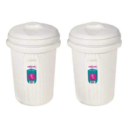 Imagem de Kit C/ 2 Cestos de Lixo Plástico C/ Tampa Lixeira Sanremo 9L Resistente