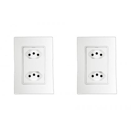 Imagem de Kit C/2 - Conjunto Ilumi Vivaz Branco Com Placa 2 Tomadas...