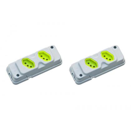 Imagem de Kit C/2 - Tomada Barra Fiolux 2P+T. 20A. Dupla Cinza/Verde