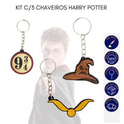 Imagem de Kit C/3 Chaveiros Emborrachados Alto Relevo Harry Potter