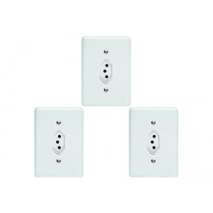 Imagem de Kit C/3 - Conjunto Perlex''Branca''Com Placa(1Tomada 10A) 2311