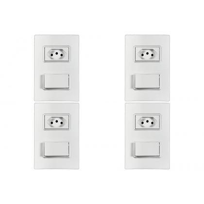 Imagem de Kit C/4 - Conjunto Ilumi Vivaz Branco Com Placa 1 Simples...