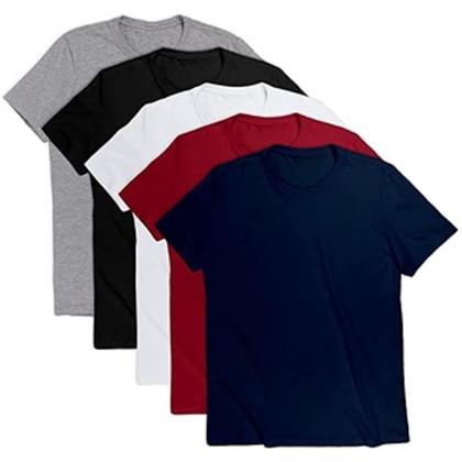 Imagem de Kit C/ 5 Camiseta Masculina Cores Algodão Malha