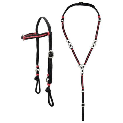 Imagem de Kit Cabeçada e Peitoral trançados de corda - Preta SV5228