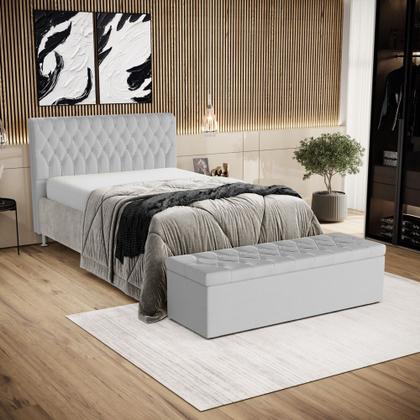 Imagem de Kit Cabeceira Bellatrix 140 e Calçadeira Sagitarius Couro Aradecor