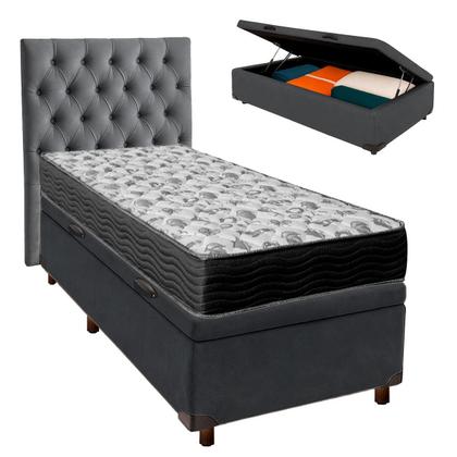 Imagem de Kit Cabeceira + Cama Box Bau + Colchão Solteiro D33 Iso100 Ortobom