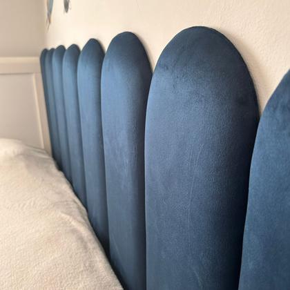 Imagem de Kit Cabeceira Modular Nuvem Estofada Sued Cama Box Casal Queen king Solteiro