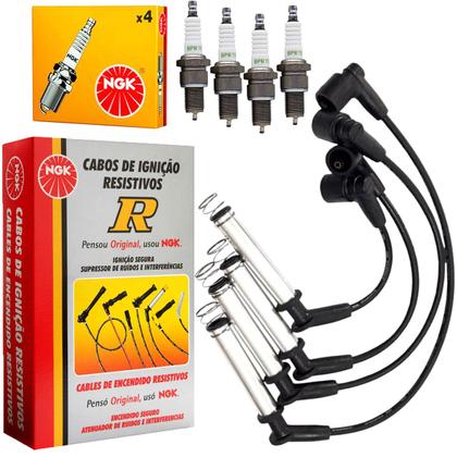 Imagem de Kit Cabo Vela + Velas Corsa Prisma Cobalt Agile 1.4 Flex Ngk