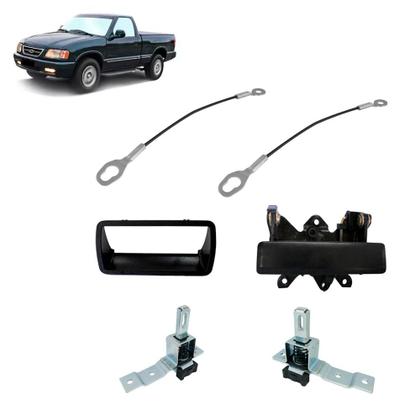 Imagem de Kit Caçamba S10 95 á 00 Fechos Maçaneta Com Moldura e Cabo