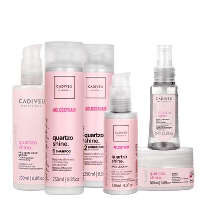 Imagem de Kit Cadiveu Professional Essentials Quartzo Shine Shampoo Condicionador Máscara Pré- Shampoo Leave-in e Óleo (6 produtos