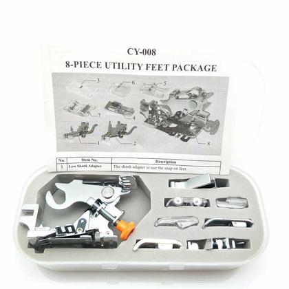 Imagem de Kit Calcador Frufru Pregas Franzidos + Zipper Invisível 8 Peças