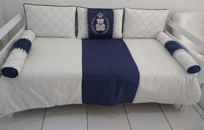 Imagem de Kit Cama Babá Bicama 6 Pçs Quarto Ursa Tedy Azul Marinho com Palha