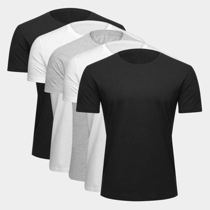 Imagem de Kit Camiseta Básica c/ 5 Peças Masculina