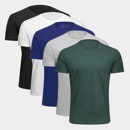 Imagem de Kit Camiseta Básica c/ 5 Peças Masculina