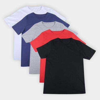 Imagem de Kit Camiseta Básica c/ 5 Peças Masculina