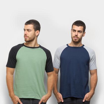 Imagem de Kit Camiseta Básica Raglan Masculina c/ 2 Peças